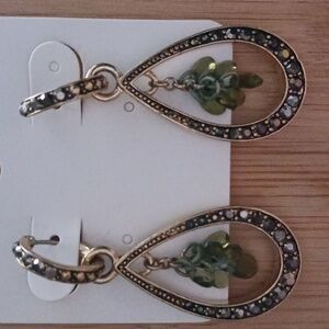 Monet Gold Tone Large Tear Drop Dangle Earrings